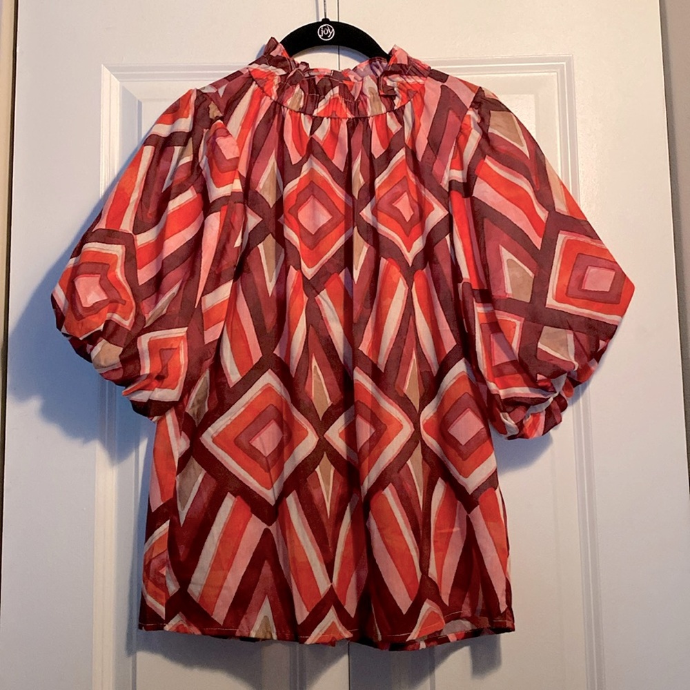 THML Puff Sleeve Button Back Top